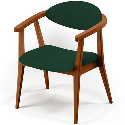 Poltrona Decorativa Para Sala de Estar Jantar Cecília L02 Suede Verde Musgo - Lyam Decor