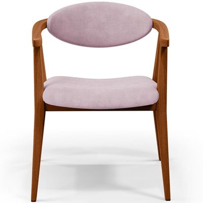 Poltrona Decorativa Para Sala de Estar Jantar Cecília L02 Suede Rosê - Lyam Decor