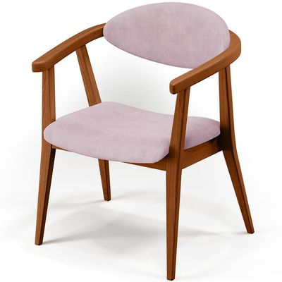 Poltrona Decorativa Para Sala de Estar Jantar Cecília L02 Suede Rosê - Lyam Decor