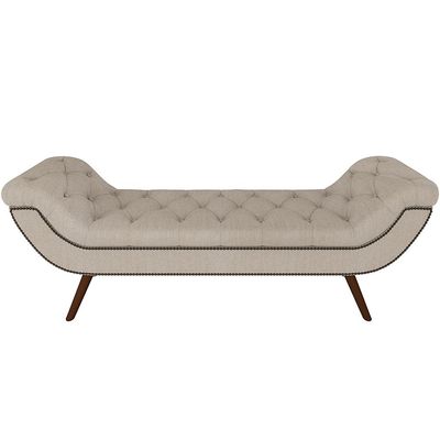 Puff Recamier Decorativo com Tachas 140 cm Santorini P05 Linho Creme - Lyam Decor