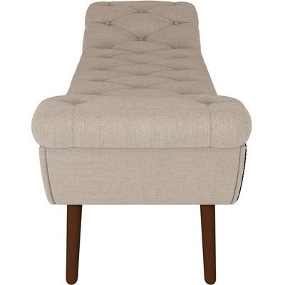 Puff Recamier Decorativo com Tachas 195 cm Santorini P05 Linho Creme - Lyam Decor