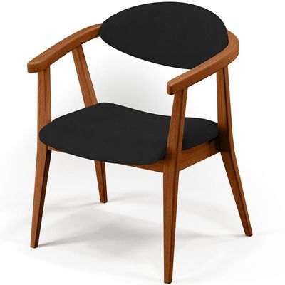 Poltrona Decorativa Para Sala de Estar Jantar Cecília L02 Suede Preto - Lyam Decor