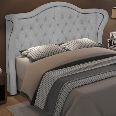 Cabeceira Cama Box Casal 140 cm P05 Lisboa Bouclê Cinza - Lyam Decor