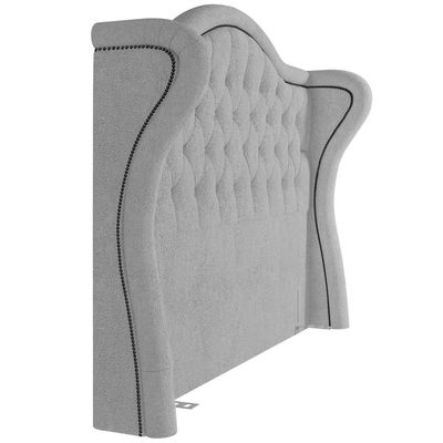 Cabeceira Cama Box Casal 140 cm P05 Lisboa Bouclê Cinza - Lyam Decor