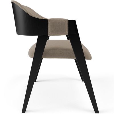 Cadeira Para Sala de Jantar Estar Living Estofada Suran L02 Preto Bouclê Bege - Lyam Decor
