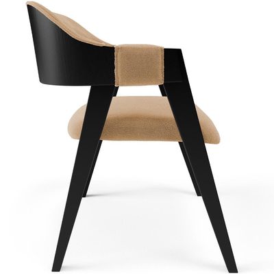 Cadeira Para Sala de Jantar Estar Living Estofada Suran L02 Preto Bouclê Mostarda - Lyam Decor