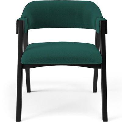 Cadeira Para Sala de Jantar Estar Living Estofada Suran L02 Preto Bouclê Verde - Lyam Decor