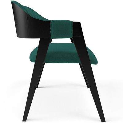 Cadeira Para Sala de Jantar Estar Living Estofada Suran L02 Preto Bouclê Verde - Lyam Decor