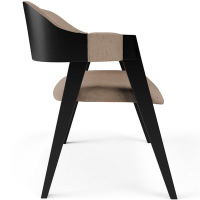 Cadeira Para Sala de Jantar Estar Living Estofada Suran L02 Preto Linho Bege Escuro - Lyam Decor