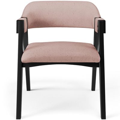 Cadeira Para Sala de Jantar Estar Living Estofada Suran L02 Preto Linho Rosê - Lyam Decor