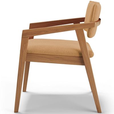 Cadeira Para Sala de Jantar Estar Living Giorgia B04 Bouclê Mostarda - Lyam Decor