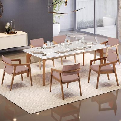 Cadeira Para Sala de Jantar Estar Living Giorgia B04 Linho Rosê - Lyam Decor