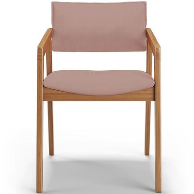 Cadeira Para Sala de Jantar Estar Living Giorgia B04 Linho Rosê - Lyam Decor