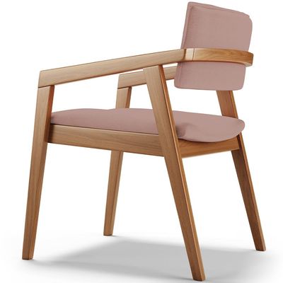 Cadeira Para Sala de Jantar Estar Living Giorgia B04 Linho Rosê - Lyam Decor