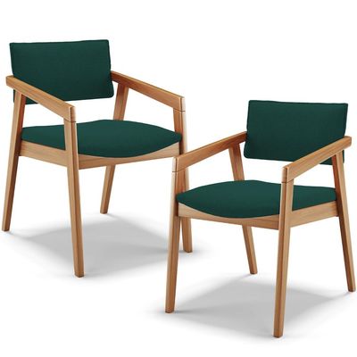 Kit 02 Cadeiras Para Sala de Jantar Estar Living Giorgia B04 Bouclê Verde - Lyam Decor