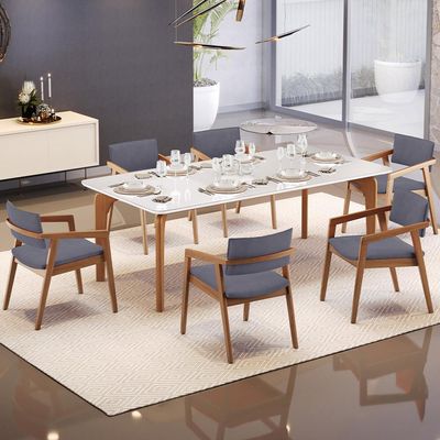 Kit 02 Cadeiras Para Sala de Jantar Estar Living Giorgia B04 Suede Cinza - Lyam Decor