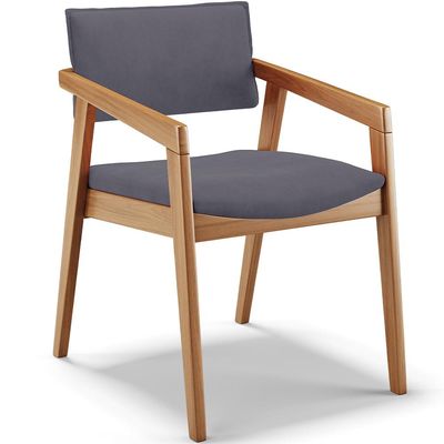 Kit 02 Cadeiras Para Sala de Jantar Estar Living Giorgia B04 Suede Cinza - Lyam Decor