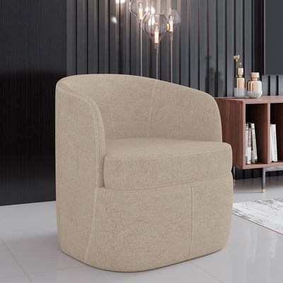 Kit 02 Poltronas Decorativa Giratória para Sala de Estar Siena K01 Linho Bege - Lyam Decor