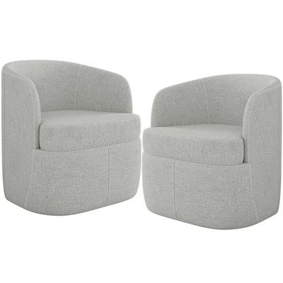 Kit 02 Poltronas Decorativa Giratória para Sala de Estar Siena K01 Linho Cinza - Lyam Decor