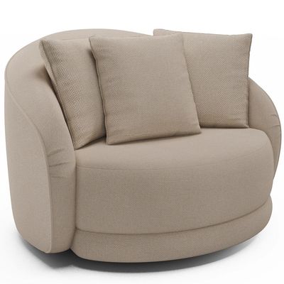 Kit 02 Poltronas Decorativa Para Sala de Estar Base Giratória Witta M03 Linho Cru - Lyam Decor