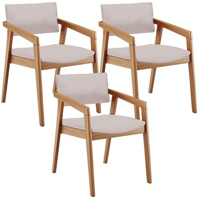 Kit 03 Cadeiras Para Sala de Jantar Estar Living Giorgia B04 Linho Bege - Lyam Decor