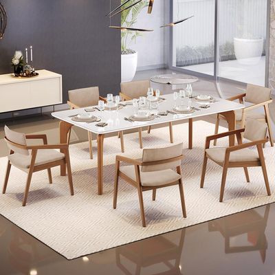 Kit 03 Cadeiras Para Sala de Jantar Estar Living Giorgia B04 Suede Bege - Lyam Decor