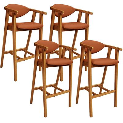 Kit 04 Banquetas Alta Cozinha Bancada Bar Sala de Jantar Fixa Cecília L02 Tecido Terracota - Lyam