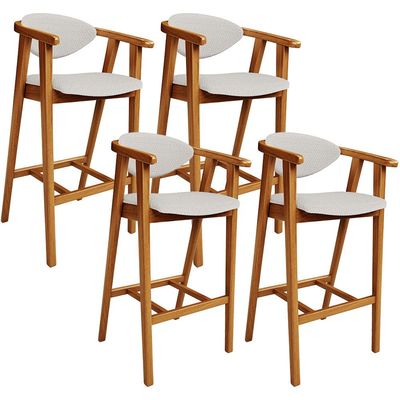 Kit 04 Banquetas Alta Para Cozinha Bancada Bar Sala de Jantar Fixa Cecília L02 Bouclê Cru - Lyam