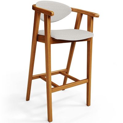 Kit 04 Banquetas Alta Para Cozinha Bancada Bar Sala de Jantar Fixa Cecília L02 Bouclê Cru - Lyam