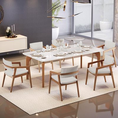 Kit 04 Cadeiras Para Sala de Jantar Estar Living Giorgia B04 Bouclê Cru - Lyam Decor