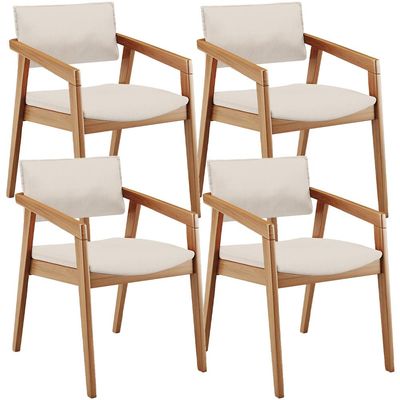 Kit 04 Cadeiras Para Sala de Jantar Estar Living Giorgia B04 Linho Cru - Lyam Decor