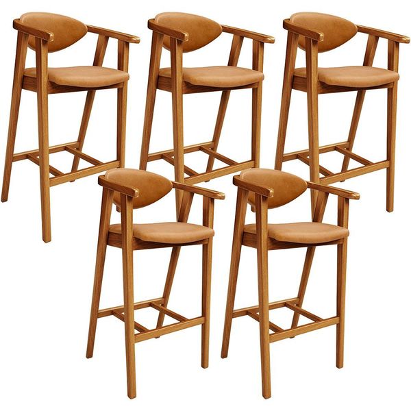 Kit 05 Banquetas Alta Cozinha Bancada Bar Sala de Jantar Fixa Cecília L02 Couríssimo Whisky - Lyam