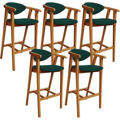 Kit 05 Banquetas Alta Para Cozinha Bancada Bar Sala de Jantar Fixa Cecília L02 Bouclê Verde - Lyam