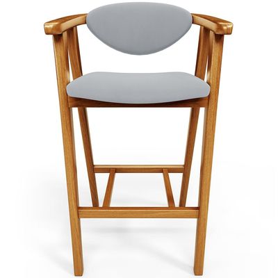 Kit 05 Banquetas Alta Para Cozinha Bancada Bar Sala de Jantar Fixa Cecília L02 Suede Cinza - Lyam