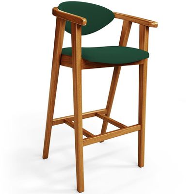 Kit 05 Banquetas Alta Cozinha Bancada Bar Sala de Jantar Fixa Cecília L02 Suede Verde Musgo - Lyam