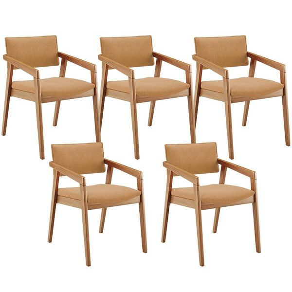 Kit 05 Cadeiras Para Sala de Jantar Estar Living Giorgia B04 Bouclê Mostarda - Lyam Decor