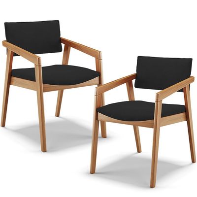 Kit 02 Cadeiras Para Sala de Jantar Estar Living Giorgia B04 Suede Preto - Lyam Decor