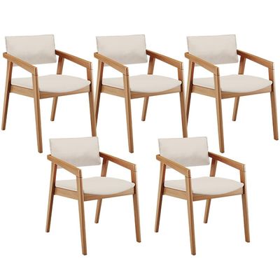 Kit 05 Cadeiras Para Sala de Jantar Estar Living Giorgia B04 Linho Cru - Lyam Decor