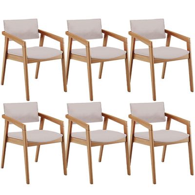 Kit 06 Cadeiras Para Sala de Jantar Estar Living Giorgia B04 Linho Bege - Lyam Decor