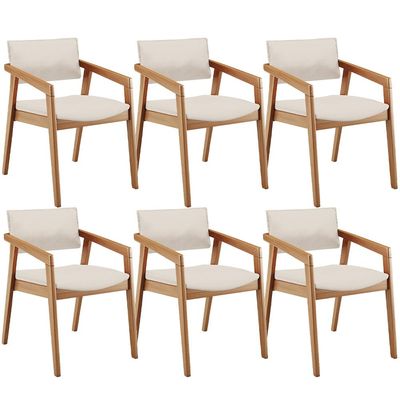 Kit 06 Cadeiras Para Sala de Jantar Estar Living Giorgia B04 Linho Cru - Lyam Decor
