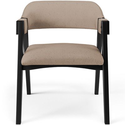 Kit 2 Cadeiras Sala de Jantar Estar Living Estofada Suran L02 Preto Linho Bege Escuro - Lyam Decor