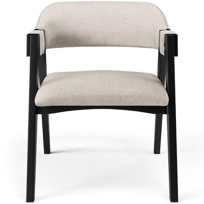 Kit 2 Cadeiras Sala de Jantar Estar Living Estofada Suran L02 Preto Linho Cru - Lyam Decor