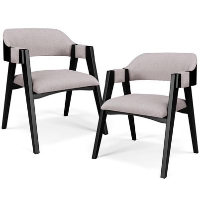 Kit 2 Cadeiras Sala de Jantar Estar Living Estofada Suran L02 Preto Linho Bege - Lyam Decor