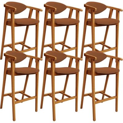 Kit 06 Banquetas Alta Cozinha Bancada Bar Sala de Jantar Fixa Cecília L02 Bouclê Terracota - Lyam