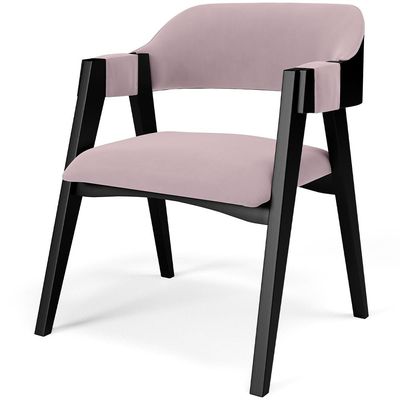 Kit 2 Cadeiras Sala de Jantar Estar Living Estofada Suran L02 Preto Suede Rosê - Lyam Decor