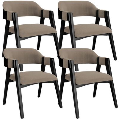 Kit 4 Cadeiras Sala de Jantar Estar Living Estofada Suran L02 Preto Bouclê Bege - Lyam Decor