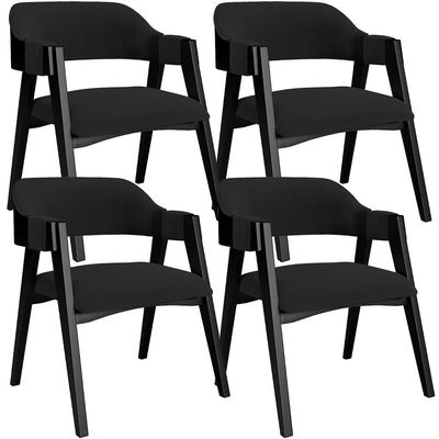 Kit 4 Cadeiras Sala de Jantar Estar Living Estofada Suran L02 Preto Bouclê Preto - Lyam Decor