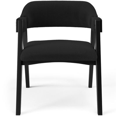 Kit 4 Cadeiras Sala de Jantar Estar Living Estofada Suran L02 Preto Bouclê Preto - Lyam Decor