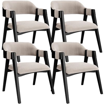 Kit 4 Cadeiras Sala de Jantar Estar Living Estofada Suran L02 Preto Bouclê Creme - Lyam Decor