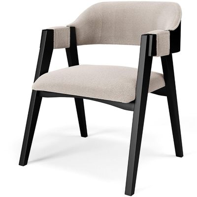 Kit 4 Cadeiras Sala de Jantar Estar Living Estofada Suran L02 Preto Bouclê Creme - Lyam Decor
